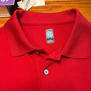 PGA Tour L/S Red Golf Polo Shirt Sz XL